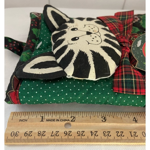90s Christmas Cat Mitt potholder placemat SET quilted Holiday LOT Vintage Franco - Picture 11 of 16